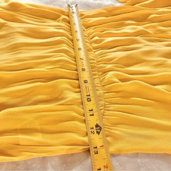 Bahamas Bohemian Tuscany Yellow Bishop Tie front Peplum Blouse- XS (looser fit) - Picture 12 of 16